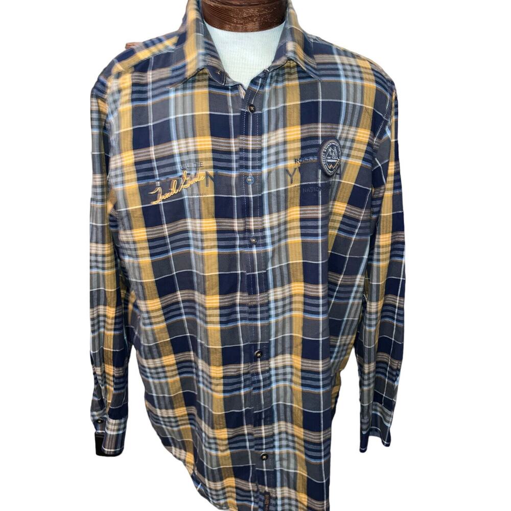 EUC Men's Casa Moda Casual Fit Shirt Size XXL Long Sleeve Plaid Pocket